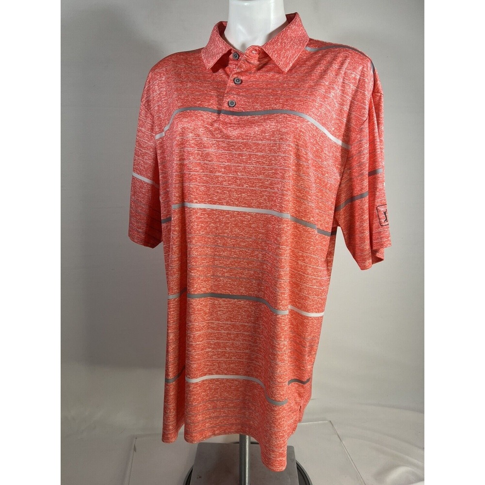 PGA Tour Polo Shirt Mens 2XL Striped‎ Short Sleeve Golf Casual